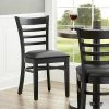 Lancaster Table & Seating Black Finish Wooden Ladder Back Chair With 2 1/2" Black Padded Seat