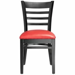 Lancaster Table & Seating Black Finish Wooden Ladder Back Chair With 2 1/2" Red Padded Seat -Lancaster Table & Seating Shop 2112077