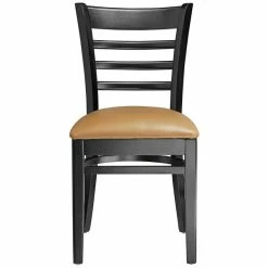 Lancaster Table & Seating Black Finish Wooden Ladder Back Chair With 2 1/2" Light Brown Padded Seat -Lancaster Table & Seating Shop 2112088