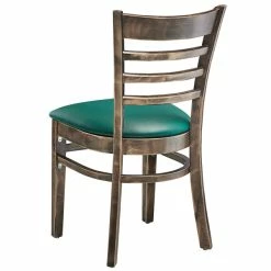 Lancaster Table & Seating Vintage Finish Wooden Ladder Back Chair With 2 1/2" Green Padded Seat -Lancaster Table & Seating Shop 2112109