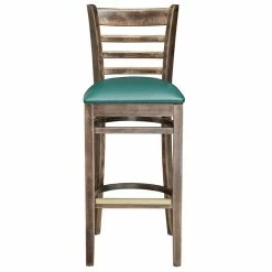 Lancaster Table & Seating Vintage Ladder Back Bar Height Chair With Green Padded Seat -Lancaster Table & Seating Shop 2112766