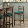 Lancaster Table & Seating Vintage Ladder Back Bar Height Chair With Green Padded Seat