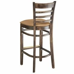 Lancaster Table & Seating Vintage Ladder Back Bar Height Chair With Light Brown Padded Seat -Lancaster Table & Seating Shop 2112775