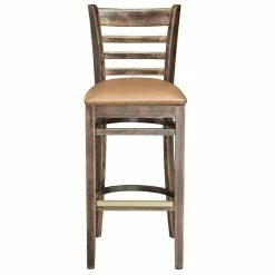 Lancaster Table & Seating Vintage Ladder Back Bar Height Chair With Light Brown Padded Seat -Lancaster Table & Seating Shop 2112776