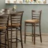 Lancaster Table & Seating Vintage Ladder Back Bar Height Chair With Light Brown Padded Seat
