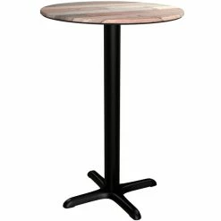 LT&S Excalibur Lancaster Table & Seating Excalibur 31 1/2" Round Counter Height Table With Textured Mixed Plank Finish And Cross Base Plate -Lancaster Table & Seating Shop 2113964