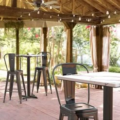 LT&S Excalibur Lancaster Table & Seating Excalibur 23 5/8" X 23 5/8" Square Bar Height Table With Smooth Versilla Finish And Cross Base Plate