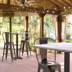 LT&S Excalibur Lancaster Table & Seating Excalibur 27 1/2" X 27 1/2" Square Bar Height Table With Smooth Versilla Finish And Cross Base Plate