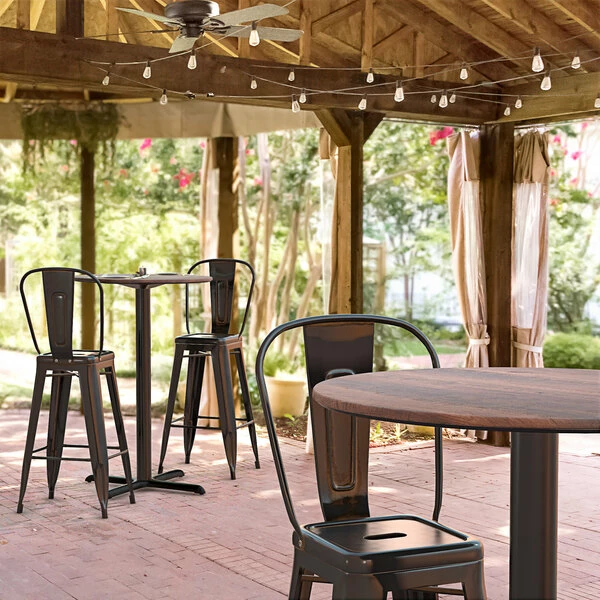 LT&S Excalibur Lancaster Table & Seating Excalibur 36" Round Bar Height Table With Textured Walnut Finish And Cross Base Plate 1 LT&S Excalibur Lancaster Table & Seating Excalibur 36" Round Bar Height Table With Textured Walnut Finish And Cross Base Plate