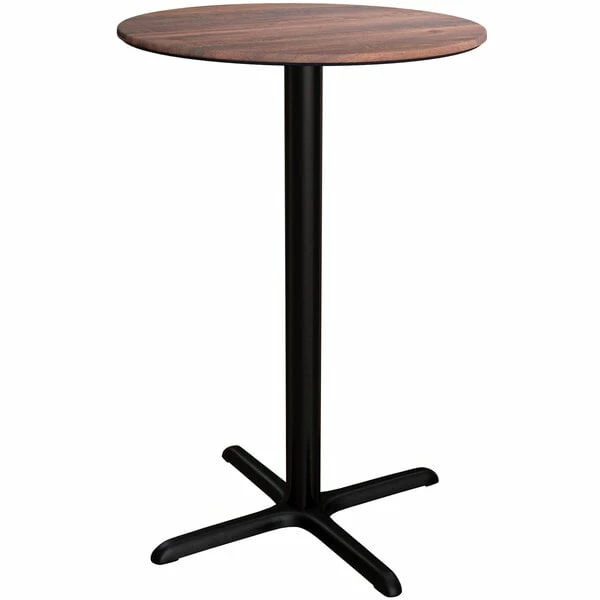 LT&S Excalibur Lancaster Table & Seating Excalibur 36" Round Bar Height Table With Textured Walnut Finish And Cross Base Plate 2 LT&S Excalibur Lancaster Table & Seating Excalibur 36" Round Bar Height Table With Textured Walnut Finish And Cross Base Plate - Image 2