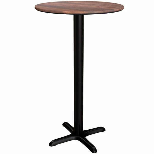 LT&S Excalibur Lancaster Table & Seating Excalibur 31 1/2" Round Bar Height Table With Textured Walnut Finish And Cross Base Plate 2 LT&S Excalibur Lancaster Table & Seating Excalibur 31 1/2" Round Bar Height Table With Textured Walnut Finish And Cross Base Plate - Image 2