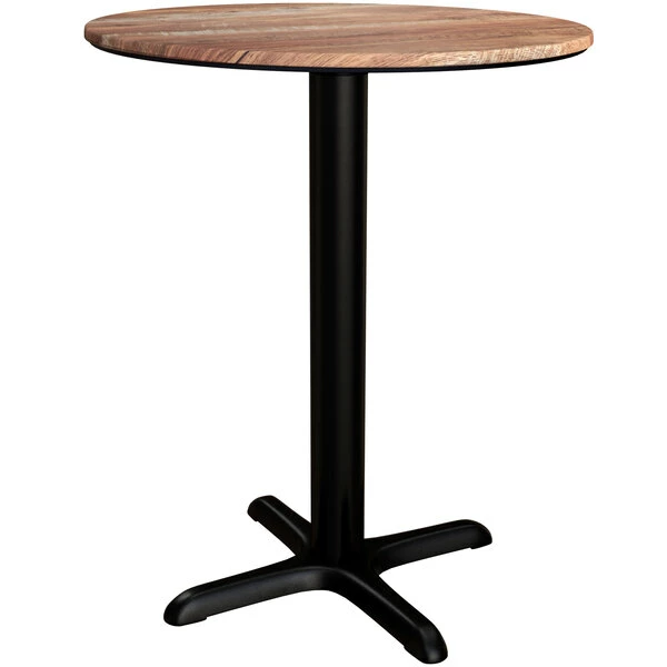LT&S Excalibur Lancaster Table & Seating Excalibur 31 1/2" Round Dining Height Table With Textured Yukon Oak Finish And Cross Base Plate 2 LT&S Excalibur Lancaster Table & Seating Excalibur 31 1/2" Round Dining Height Table With Textured Yukon Oak Finish And Cross Base Plate - Image 2