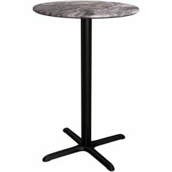 LT&S Excalibur Lancaster Table & Seating Excalibur 36" Round Bar Height Table With Smooth Paladina Finish And Cross Base Plate -Lancaster Table & Seating Shop 2116630