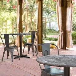 LT&S Excalibur Lancaster Table & Seating Excalibur 36" Round Dining Height Table With Smooth Paladina Finish And Cross Base Plate