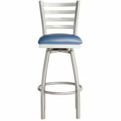 Lancaster Table & Seating Clear Coat Finish Ladder Back Swivel Bar Stool With 2 1/2" Navy Vinyl Padded Seat 7 Lancaster Table & Seating Clear Coat Finish Ladder Back Swivel Bar Stool With 2 1/2" Navy Vinyl Padded Seat -Lancaster Table & Seating Shop 2124429