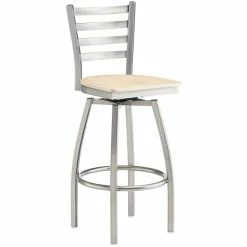 Lancaster Table & Seating Clear Coat Finish Ladder Back Swivel Bar Stool With Natural Wood Seat -Lancaster Table & Seating Shop 2124430