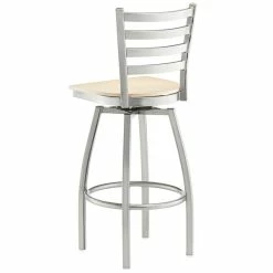 Lancaster Table & Seating Clear Coat Finish Ladder Back Swivel Bar Stool With Natural Wood Seat -Lancaster Table & Seating Shop 2124431