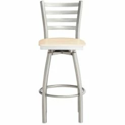 Lancaster Table & Seating Clear Coat Finish Ladder Back Swivel Bar Stool With Natural Wood Seat -Lancaster Table & Seating Shop 2124432