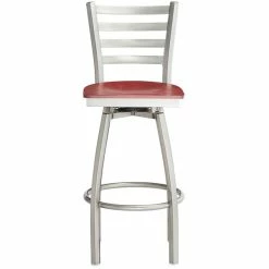 Lancaster Table & Seating Clear Coat Finish Ladder Back Swivel Bar Stool With Mahogany Wood Seat -Lancaster Table & Seating Shop 2124435