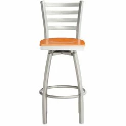 Lancaster Table & Seating Clear Coat Finish Ladder Back Swivel Bar Stool With Cherry Wood Seat -Lancaster Table & Seating Shop 2124441