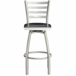 Lancaster Table & Seating Clear Coat Finish Ladder Back Swivel Bar Stool With Black Wood Seat -Lancaster Table & Seating Shop 2124444