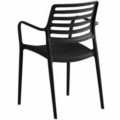 Lancaster Table & Seating Allegro Black Stackable Resin Arm Chair -Lancaster Table & Seating Shop 2126304