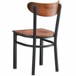 LT&S Boomerang Series Lancaster Table & Seating Boomerang Black Finish Chair With Antique Walnut Wood Seat And Back -Lancaster Table & Seating Shop 2127665