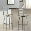 Lancaster Table & Seating Clear Coat Finish Ladder Back Swivel Bar Stool With Natural Wood Seat