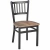 BFM Seating Troy Sand Black Steel Slat Back Chair With Relic Knotty Pine Melamine Seat