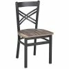 BFM Seating Akrin Sand Black Steel Cross Back Chair With Relic Farm House Melamine Seat