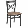BFM Seating Akrin Sand Black Steel Cross Back Chair With Relic Knotty Pine Melamine Seat