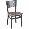 BFM Seating Polk Sand Black Steel Perforated Back Chair With Relic Farm House Melamine Seat