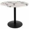 Holland Bar Stool OD214-2236BWOD36RWM 36" Round White Marble Laminate Outdoor / Indoor Counter Height Table With Round Base