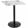 Holland Bar Stool OD214-2242BWOD30SQWM 30" Square White Marble Laminate Outdoor / Indoor Bar Height Table With Round Base