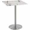 Holland Bar Stool OD214-2242SSOD30SQWM 30" Square White Marble Laminate Outdoor / Indoor Bar Height Table With Stainless Steel Round Base