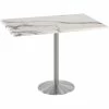 Holland Bar Stool OD214-2242SSOD3048WM 30" X 48" White Marble Laminate Outdoor / Indoor Bar Height Table With Stainless Steel Round Base