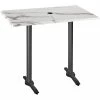 Holland Bar Stool OD211EB-42BWOD3048WMU 30" X 48" White Marble Laminate Outdoor / Indoor Bar Height Table With End Column Base And Umbrella Hole