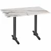 Holland Bar Stool OD211EB-36BWOD3048WM 30" X 48" White Marble Laminate Outdoor / Indoor Counter Height Table With End Column Base