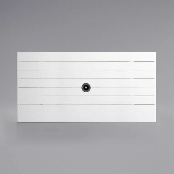 Lancaster Table & Seating 32" X 60" White Powder-Coated Aluminum Dining Height Outdoor Table With Umbrella Hole And 6 Side Chairs 5 Lancaster Table & Seating 32" X 60" White Powder-Coated Aluminum Dining Height Outdoor Table With Umbrella Hole And 6 Side Chairs - Image 5