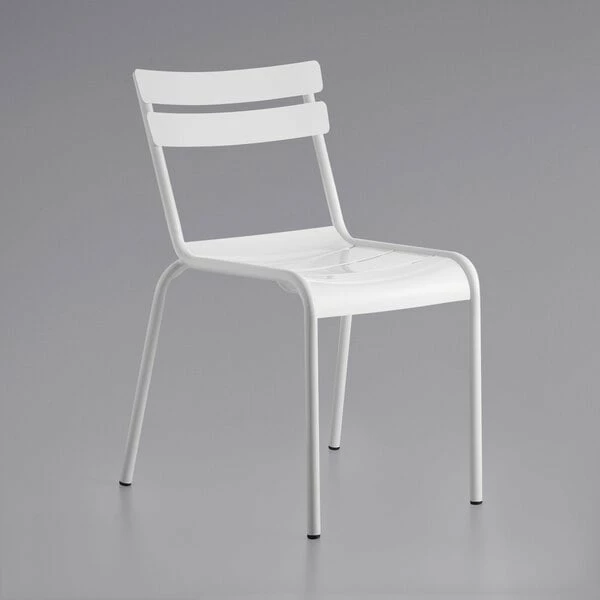 Lancaster Table & Seating 32" X 60" White Powder-Coated Aluminum Dining Height Outdoor Table With Umbrella Hole And 6 Side Chairs 4 Lancaster Table & Seating 32" X 60" White Powder-Coated Aluminum Dining Height Outdoor Table With Umbrella Hole And 6 Side Chairs - Image 4