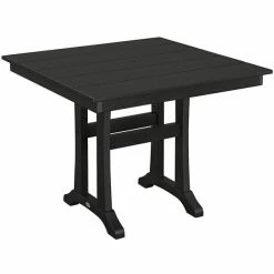 POLYWOOD Farmhouse Trestle 37" Black Dining Height Table