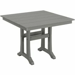 POLYWOOD Farmhouse Trestle 37" Slate Grey Dining Height Table