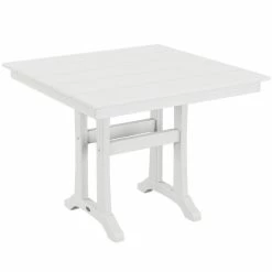 POLYWOOD Farmhouse Trestle 37" White Dining Height Table