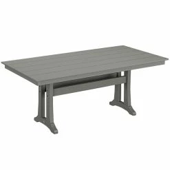 POLYWOOD Farmhouse Trestle 37" X 72" Slate Grey Dining Height Table