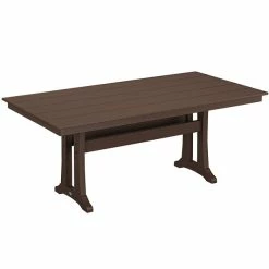 POLYWOOD Farmhouse Trestle 37" X 72" Mahogany Dining Height Table