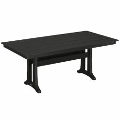POLYWOOD Farmhouse Trestle 37" X 72" Black Dining Height Table