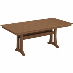 POLYWOOD Farmhouse Trestle 37" X 72" Teak Dining Height Table