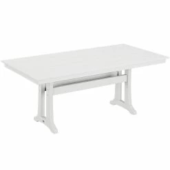 POLYWOOD Farmhouse Trestle 37" X 72" White Dining Height Table