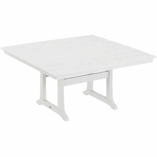 POLYWOOD Farmhouse Trestle 59" White Dining Height Table 1 POLYWOOD Farmhouse Trestle 59" White Dining Height Table