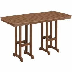 POLYWOOD Nautical 37" X 72" Teak Bar Height Table